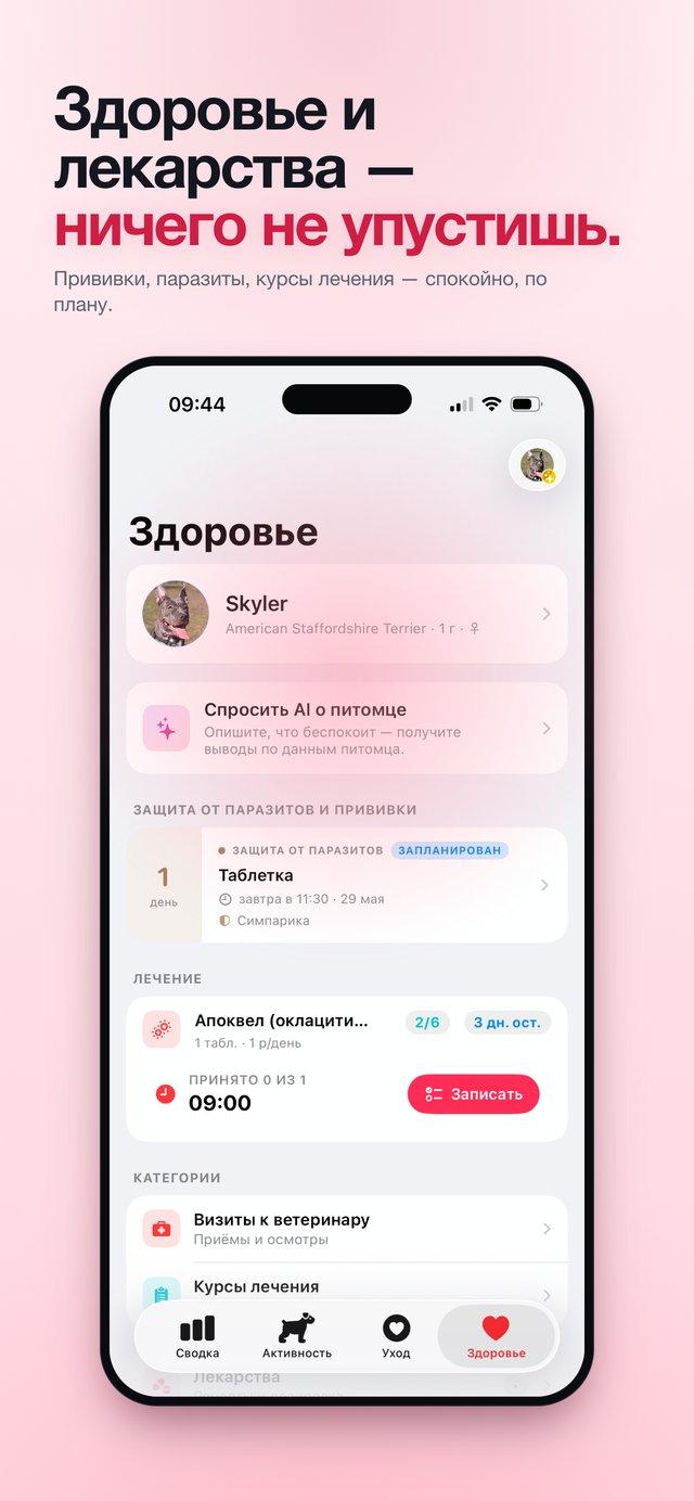 Здоровье и лекарства — прививки, визиты, журнал доз